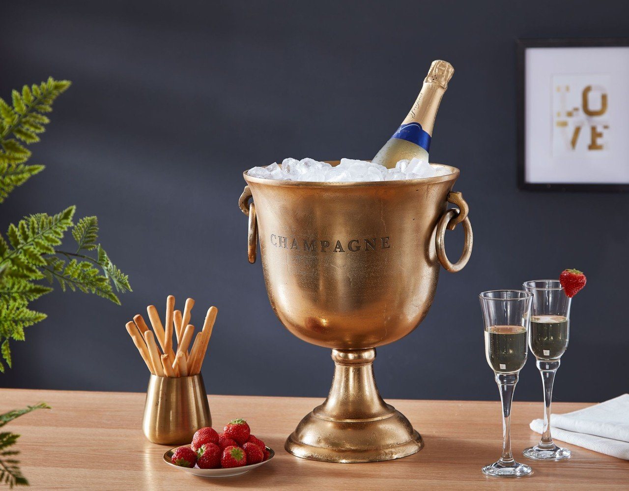 furnicato Dekoobjekt Champagnerkühler Gold 28,5 cm Massiv Sektkühler Aluminium Flaschenkühler von furnicato