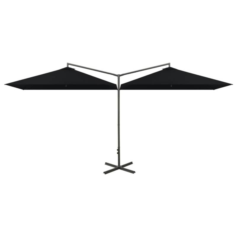 furnicato Doppel-Sonnenschirm mit Stahlmast Schwarz 600x300 cm von furnicato