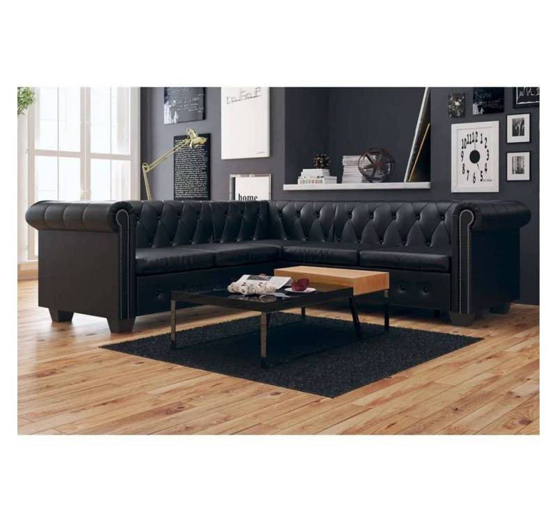 furnicato Ecksofa Chesterfield 5-Sitzer Kunstleder Schwarz furnicato Ecksofa Chesterfield 5-Sitzer Kunstleder Schwarz von furnicato