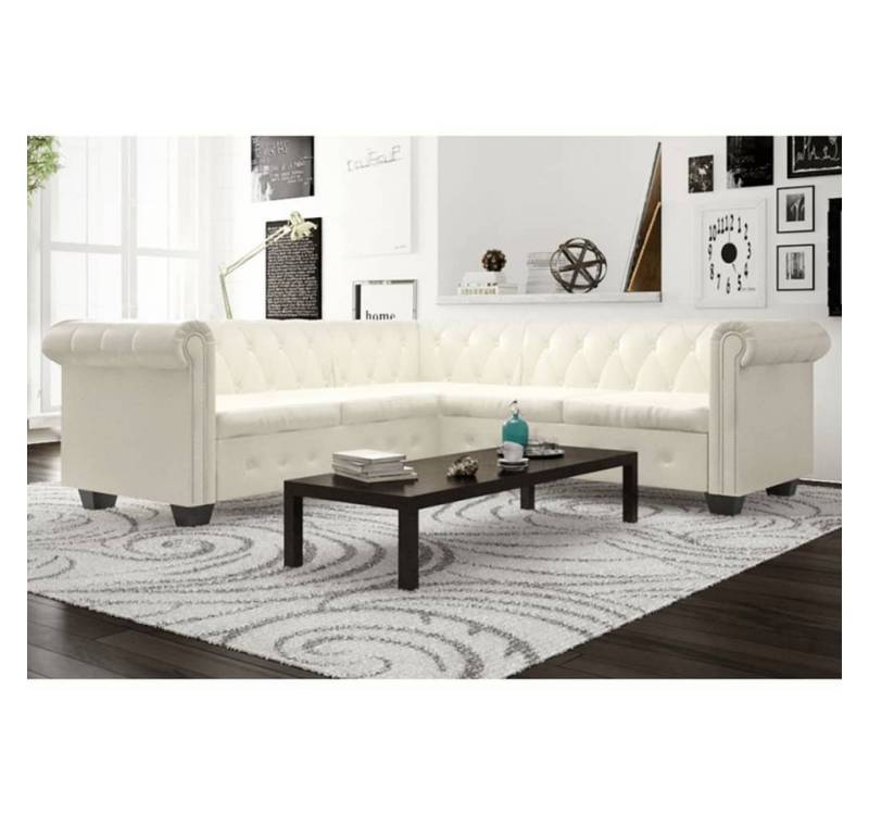 furnicato Ecksofa Chesterfield 5-Sitzer Kunstleder Weiß furnicato Ecksofa Chesterfield 5-Sitzer Kunstleder Weiß von furnicato