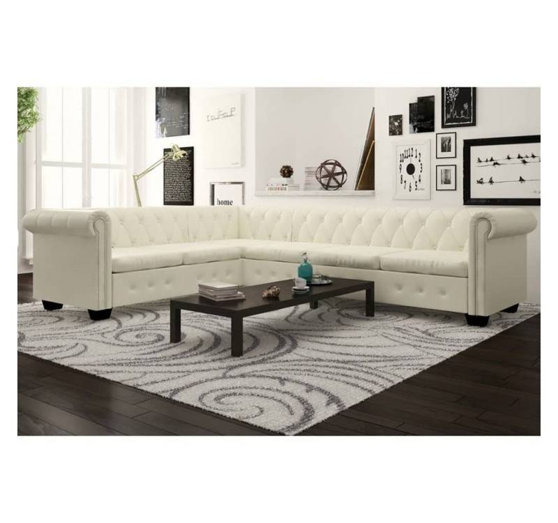 furnicato Ecksofa Chesterfield 6-Sitzer Kunstleder Weiß furnicato Ecksofa Chesterfield 6-Sitzer Kunstleder Weiß von furnicato