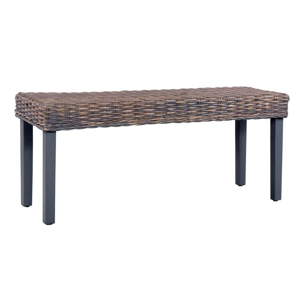 furnicato Truhenbank Sitzbank 110 cm Grau Natur Kubu-Rattan und Massivholz Mango von furnicato