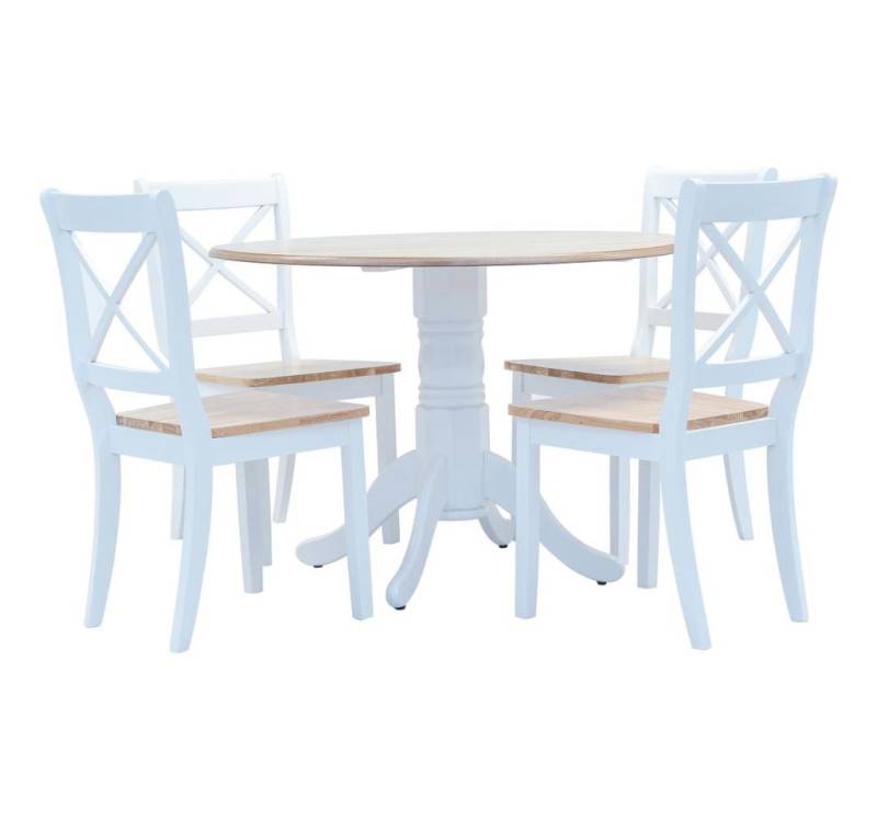 furnicato Essgruppe 5-tlg. Massivholz Massiv Weiß und Braun, (1-tlg) von furnicato