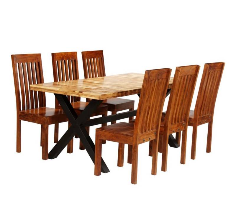 furnicato Essgruppe 7-tlg. Massivholz und Massivholz, (1-tlg) von furnicato