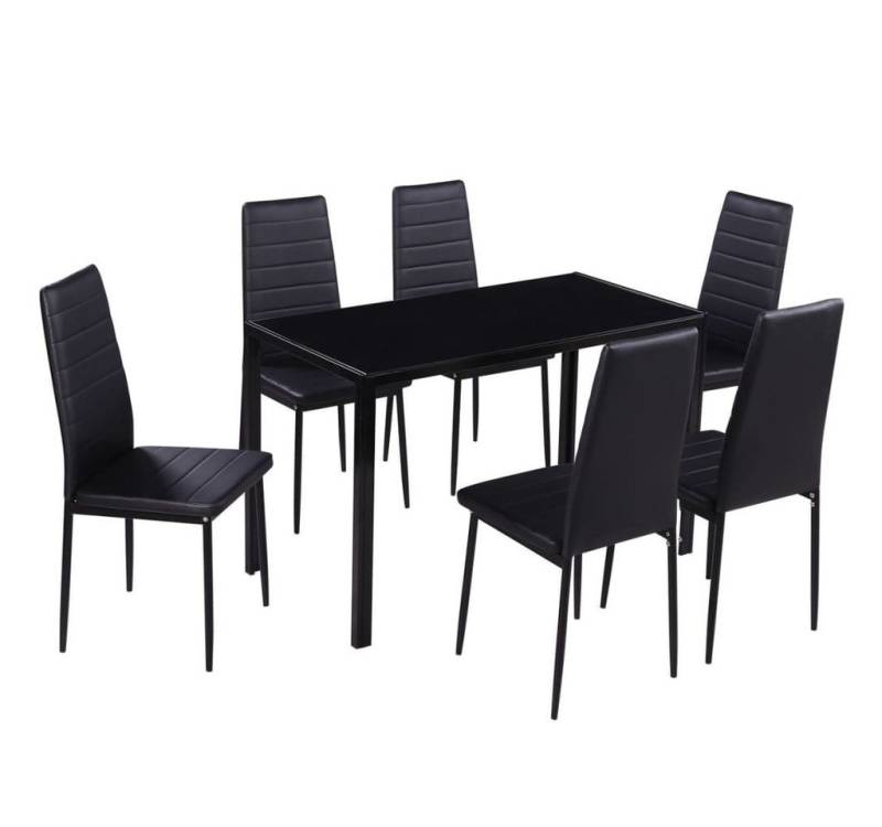 furnicato Essgruppe 7-tlg. Schwarz, (1-tlg) von furnicato