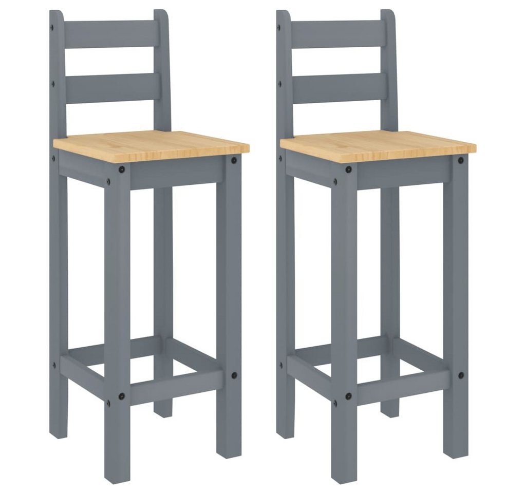 furnicato Essgruppe Barstühle 2 Stk. Grau Massivholz Kiefer, (1-tlg) von furnicato