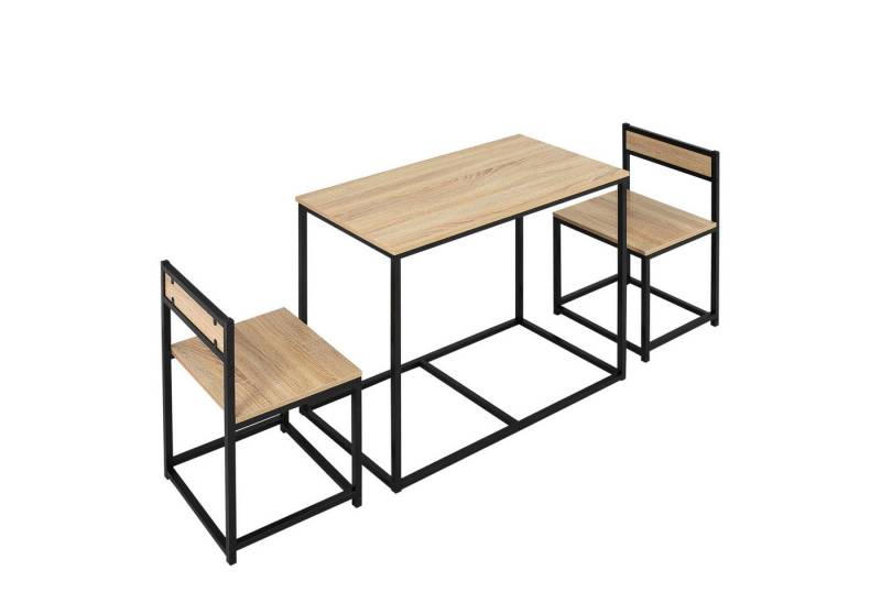 furnicato Essgruppe Esstisch-Set mit 2 Stühlen, Metallrahmen, kompakt für, (1-tlg) von furnicato