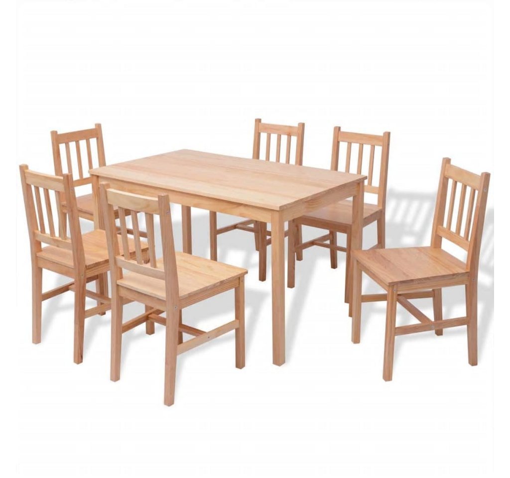 furnicato Essgruppe Siebenteiliges Esstisch-Set Pinienholz, (1-tlg) von furnicato