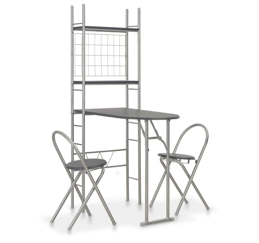 furnicato Esstisch 3-tlg. Klappbare Essgruppe mit Ablagefach MDF und Stahl Schwarz (1-St) von furnicato