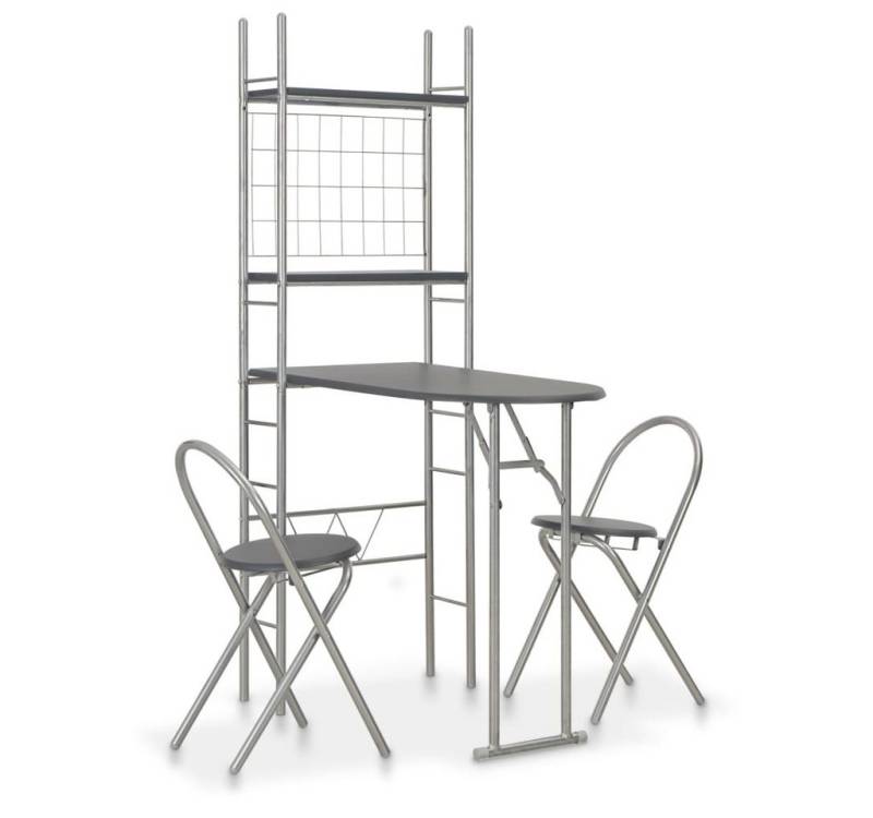 furnicato Esstisch 3-tlg. Klappbare Essgruppe mit Ablagefach MDF und Stahl Schwarz (1-St) von furnicato