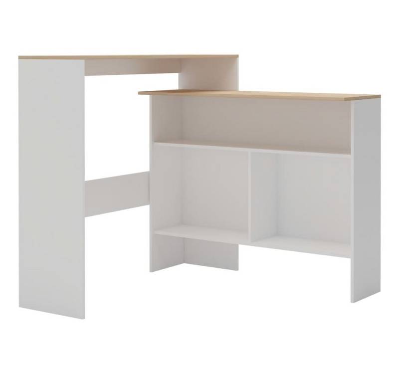 furnicato Esstisch Bartisch mit 2 Tischplatten Weiß und Eichefarben 130x40x120 cm (1-St) von furnicato