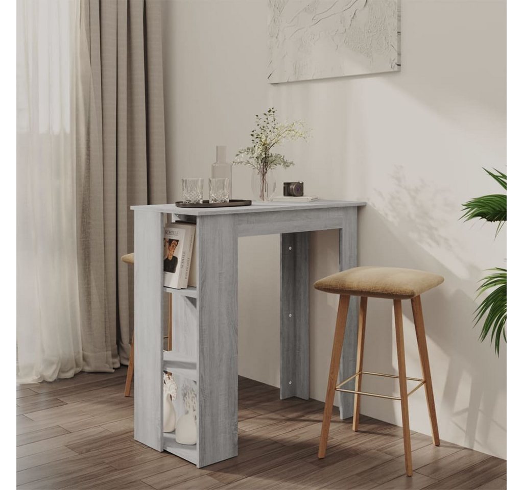 furnicato Esstisch Bartisch mit Regal Grau Sonoma 102x50x103,5 cm Holzwerkstoff von furnicato