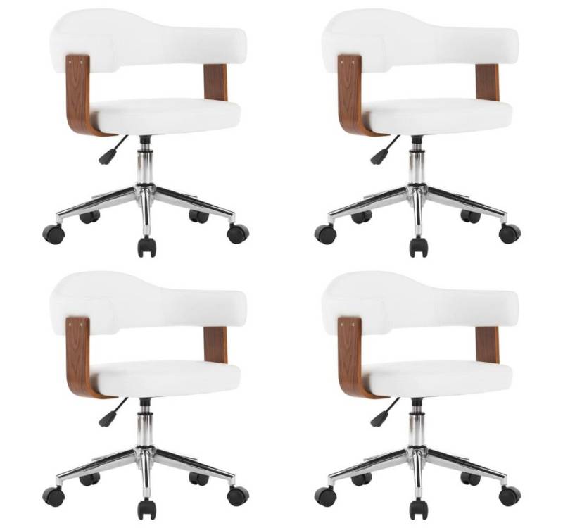 furnicato Esszimmerstuhl Drehbare Esszimmerstühle 4 Stk. Weiß Bugholz und Kunstleder (4 St) von furnicato