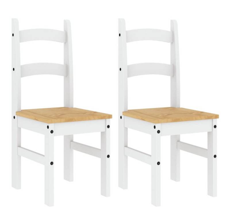 furnicato Esszimmerstuhl Essstühle 2 Stk. Weiß 40x46x99 cm Massivholz Kiefer (1 St) von furnicato