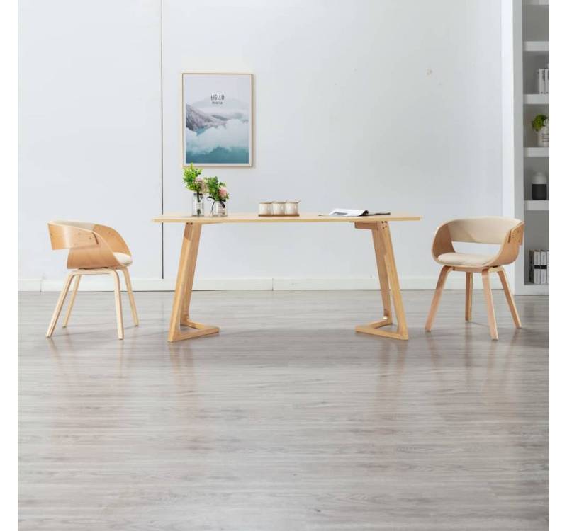 furnicato Esszimmerstuhl Esszimmerstühle 2 Stk. Creme Bugholz und Kunstleder (2 St) von furnicato