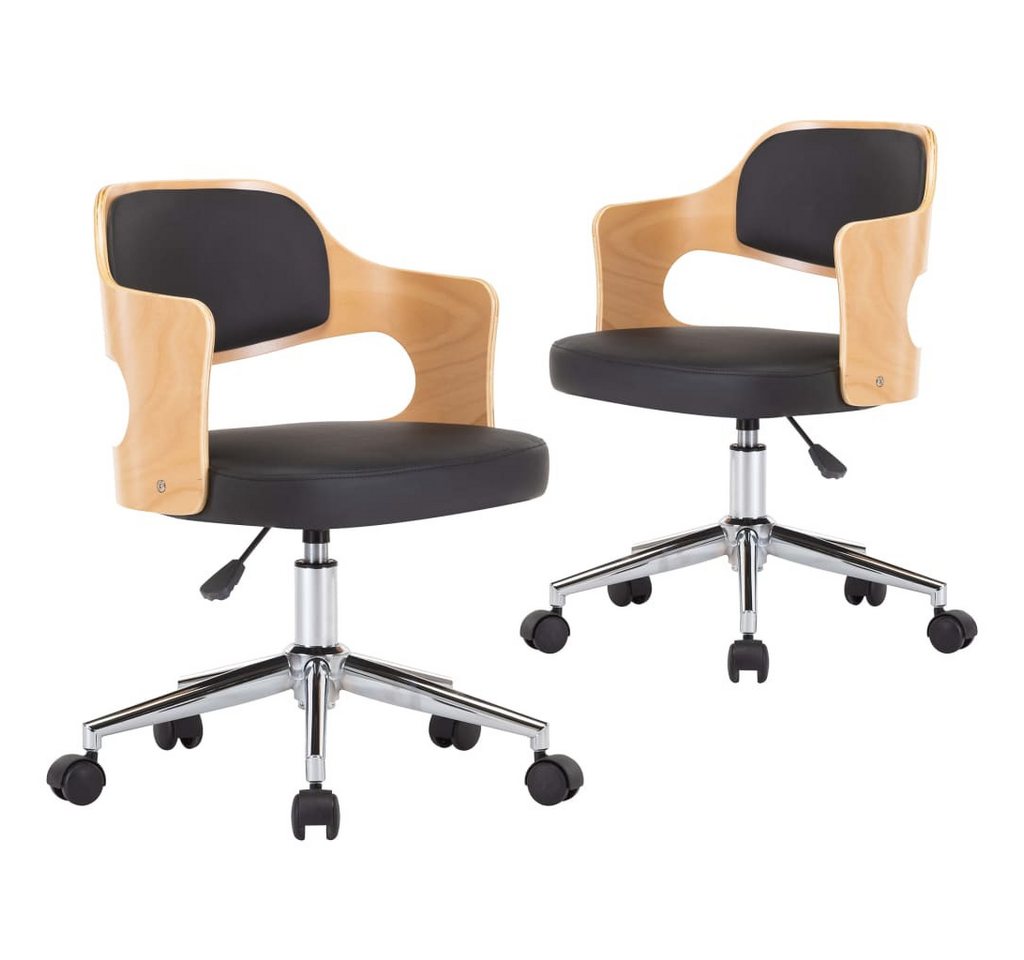 furnicato Esszimmerstuhl Esszimmerstühle 2 Stk. Drehbar Schwarz Bugholz und Kunstleder (1 St) von furnicato