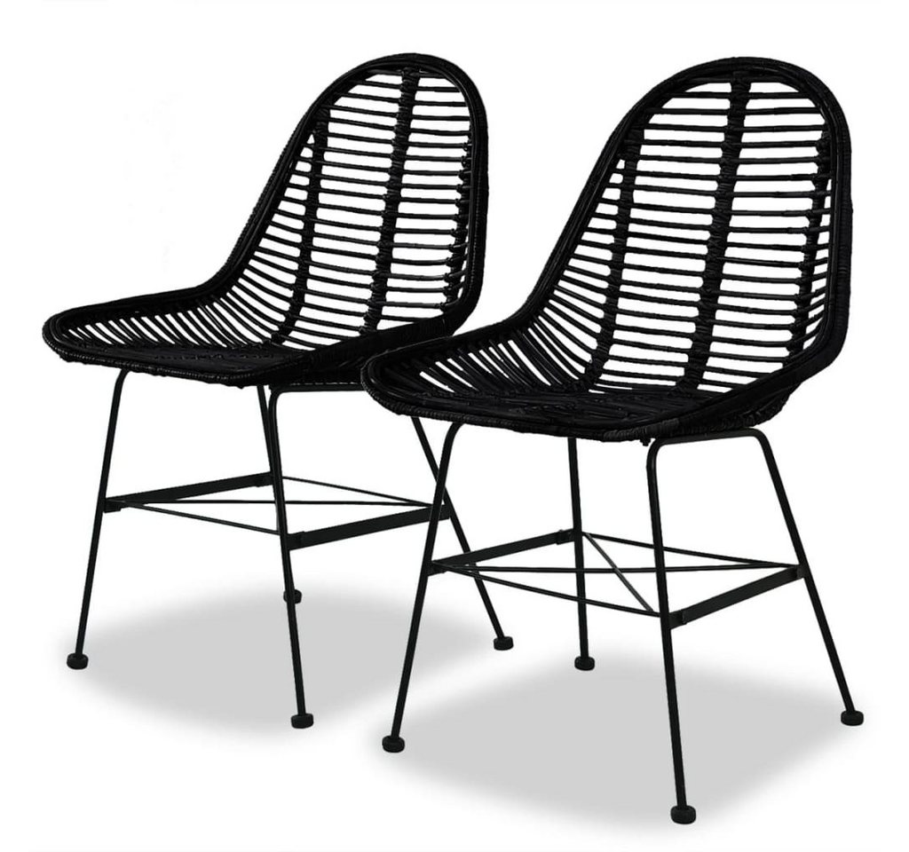 furnicato Esszimmerstuhl Esszimmerstühle 2 Stk. Natur Rattan Schwarz (2 St) von furnicato