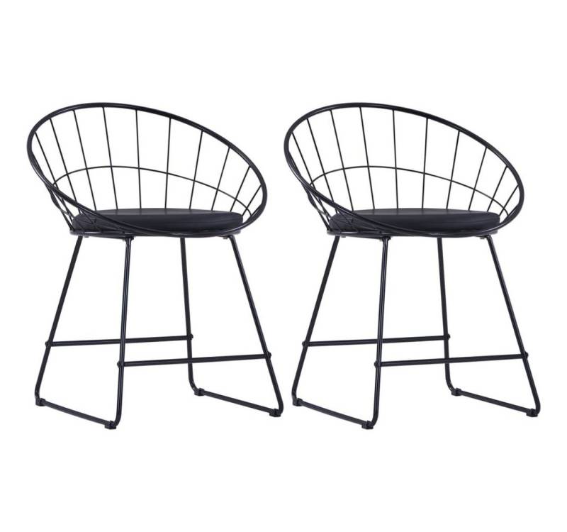 furnicato Esszimmerstuhl Esszimmerstühle 2 Stk. Schwarz Kunstleder Stahl (2 St) von furnicato