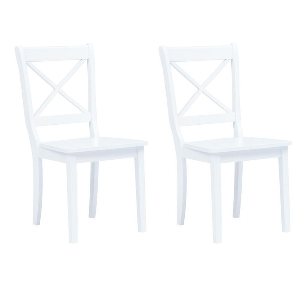 furnicato Esszimmerstuhl Esszimmerstühle 2 Stk. Weiß Massivholz Gummibaum (2 St) von furnicato