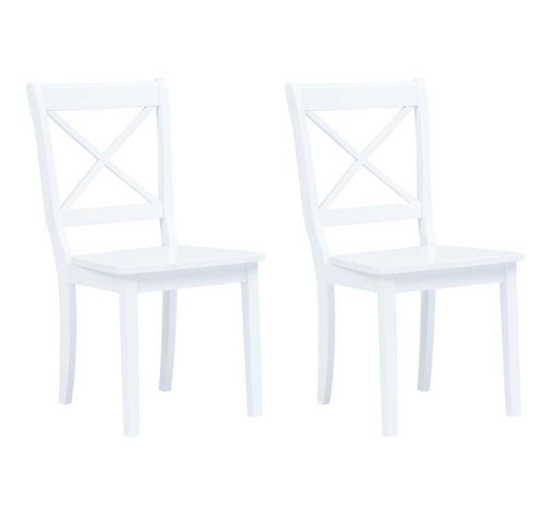 furnicato Esszimmerstuhl Esszimmerstühle 2 Stk. Weiß Massivholz Gummibaum (2 St) von furnicato