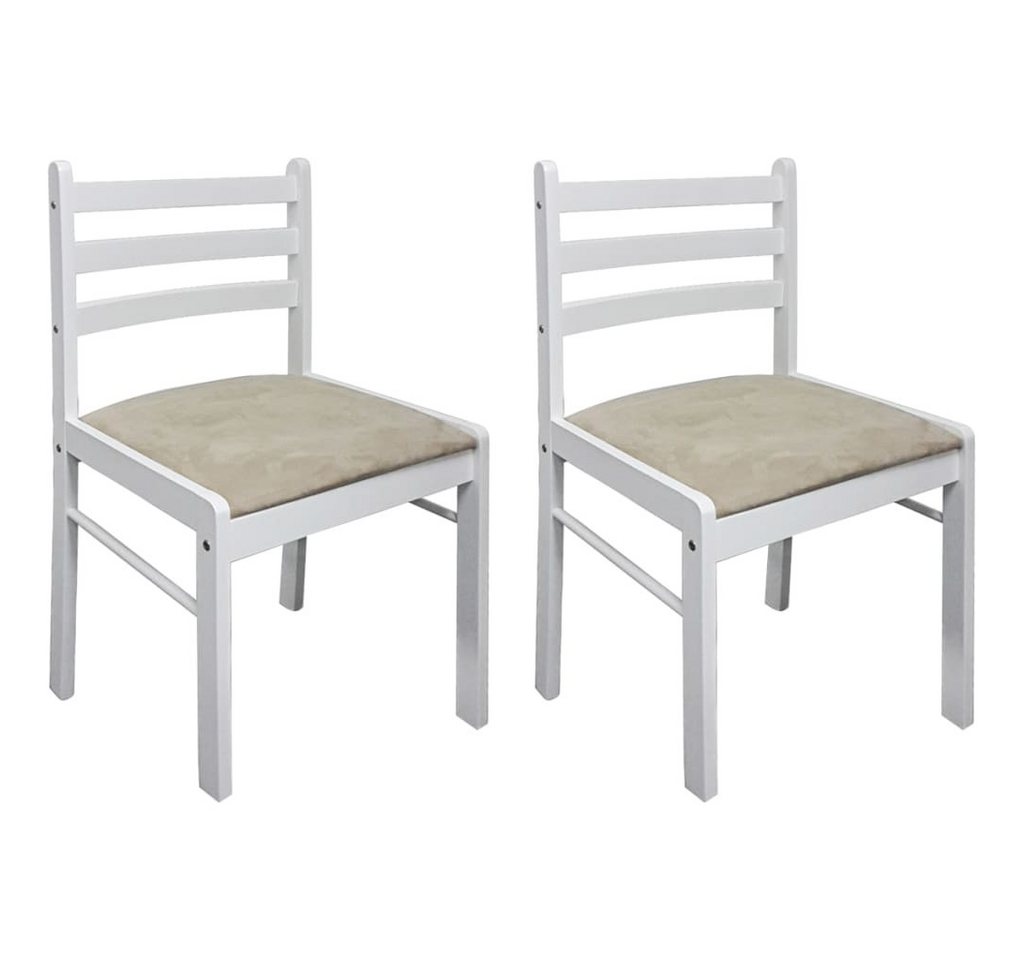 furnicato Esszimmerstuhl Esszimmerstühle 2 Stk. Weiß Massivholz Gummibaum und Samt (2 St) von furnicato