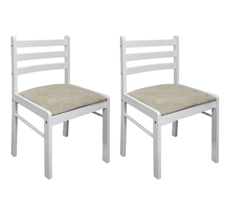 furnicato Esszimmerstuhl Esszimmerstühle 2 Stk. Weiß Massivholz Gummibaum und Samt (2 St) von furnicato