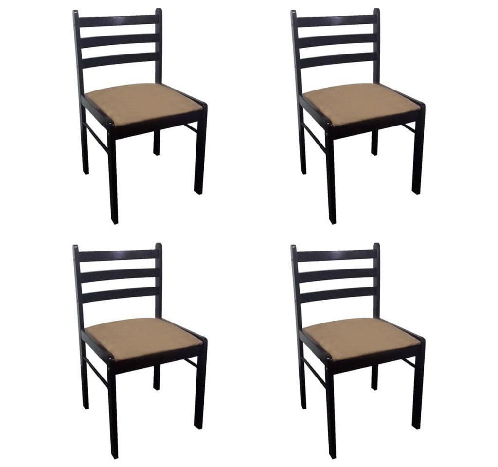 furnicato Esszimmerstuhl Esszimmerstühle 4 Stk. Braun Massivholz Gummibaum und Samt (1 St) von furnicato