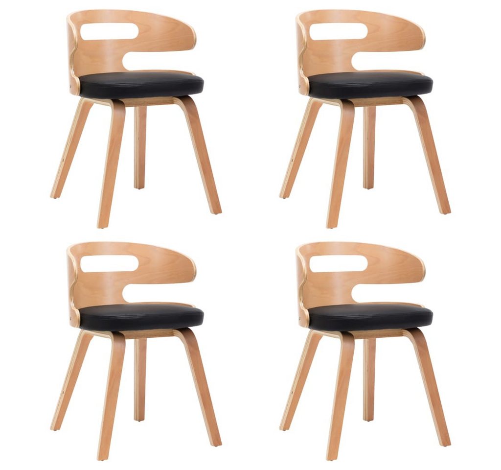 furnicato Esszimmerstuhl Esszimmerstühle 4 Stk. Schwarz Bugholz und Kunstleder (1 St) von furnicato
