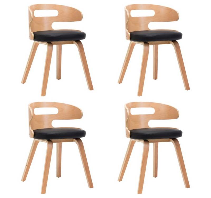 furnicato Esszimmerstuhl Esszimmerstühle 4 Stk. Schwarz Bugholz und Kunstleder (1 St) von furnicato