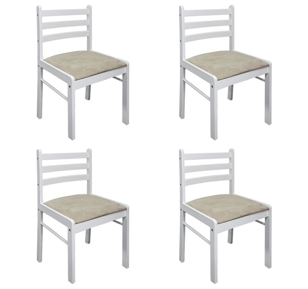 furnicato Esszimmerstuhl Esszimmerstühle 4 Stk. Weiß Massivholz Gummibaum und Samt (4 St) von furnicato