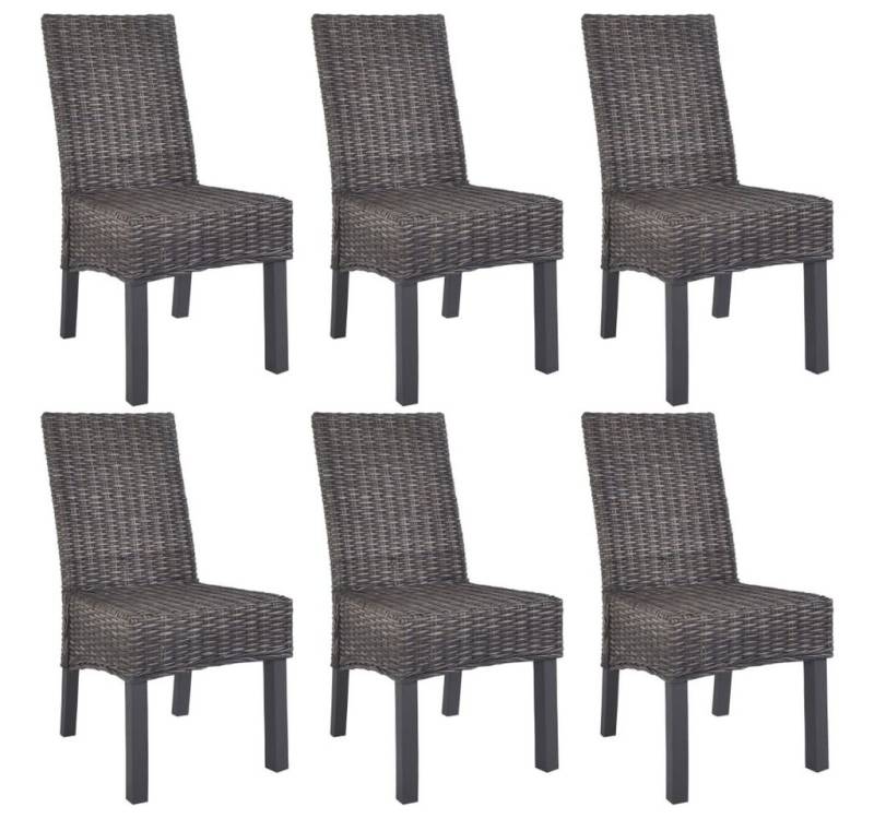 furnicato Esszimmerstuhl Esszimmerstühle 6 Stk. Braun Kubu Rattan und Mangoholz (1 St) von furnicato