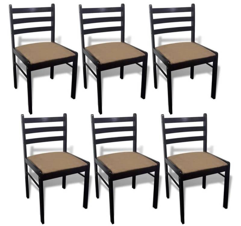 furnicato Esszimmerstuhl Esszimmerstühle 6 Stk. Braun Massivholz und Samt (6 St) von furnicato