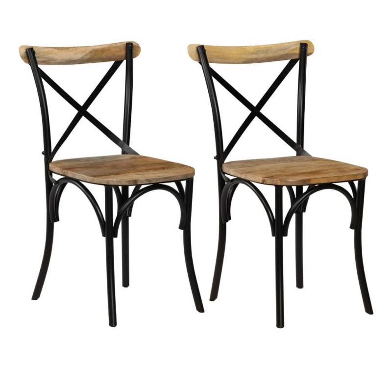 furnicato Esszimmerstuhl Kreuzstühle 2 Stk. Schwarz Massivholz (2 St) von furnicato