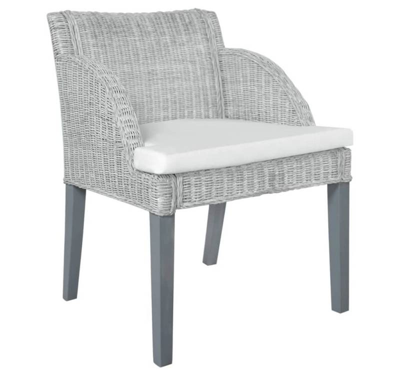 furnicato Esszimmerstuhl mit Kissen Grau Natur Rattan (1 St) von furnicato