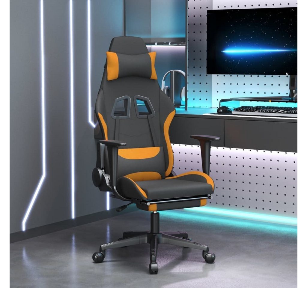 furnicato Gaming-Stuhl mit Fußstütze Schwarz und Orange Stoff (1 St) von furnicato