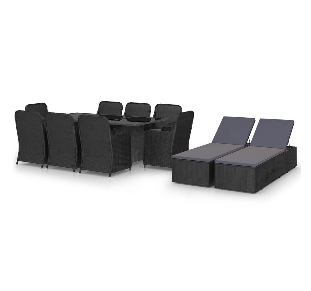 furnicato Garten-Essgruppe 11-tlg. Poly Rattan Schwarz von furnicato