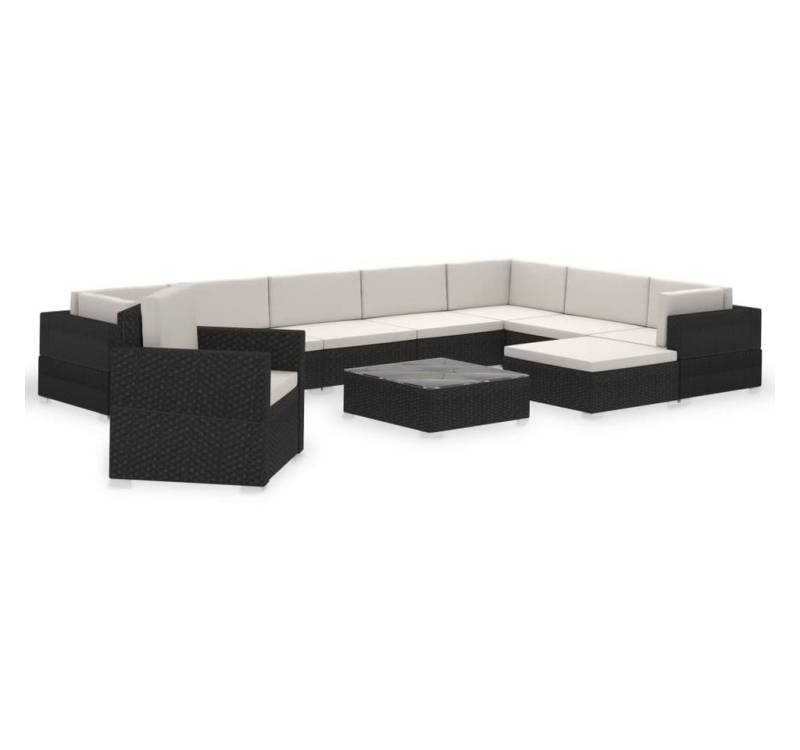 furnicato Garten-Essgruppe 12-tlg. Garten-Lounge-Set mit Auflagen Poly Rattan Schwarz, (1-tlg) von furnicato