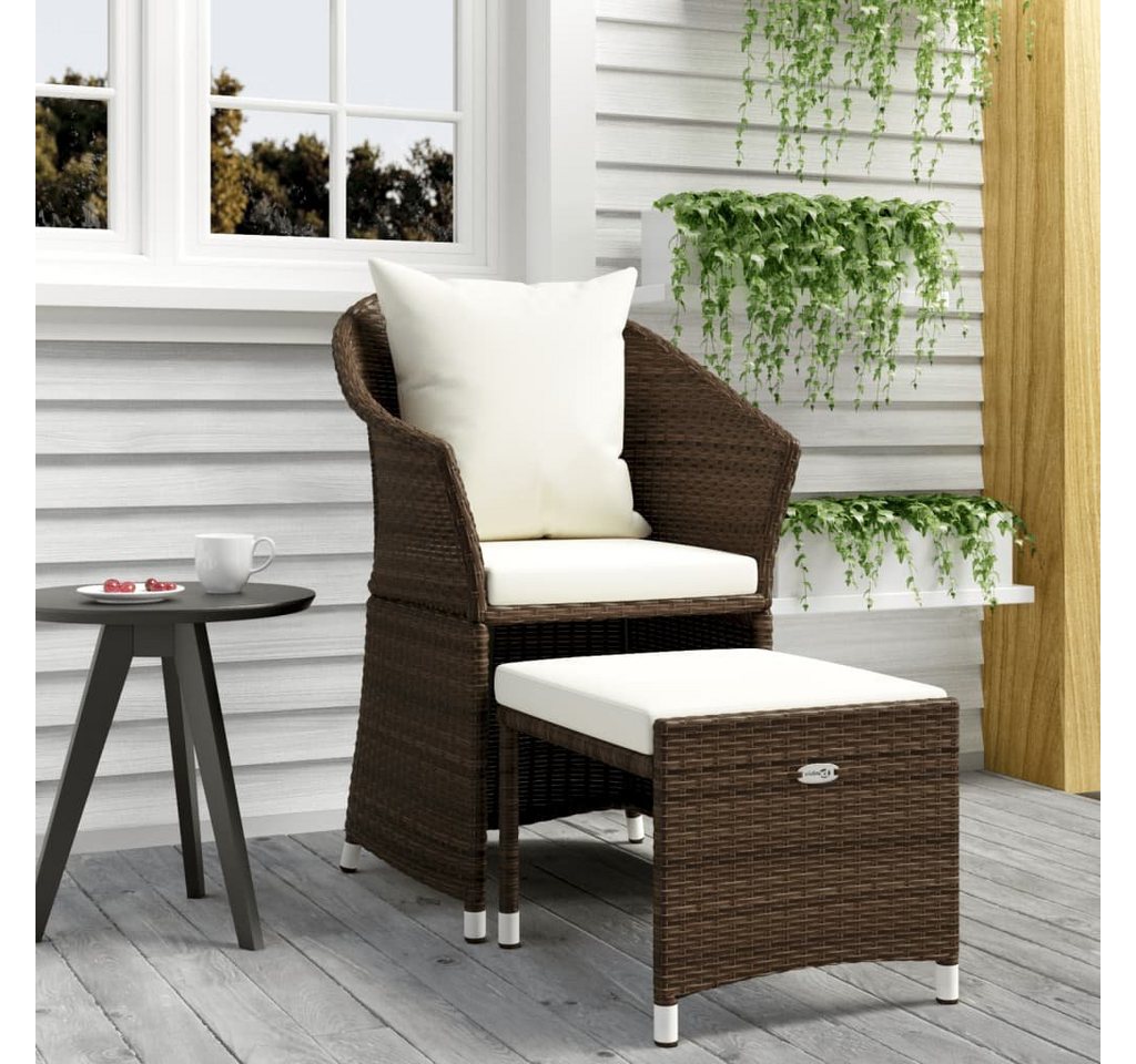 furnicato Garten-Essgruppe 2-tlg. Garten-Lounge-Set mit Kissen Braun Poly Rattan von furnicato