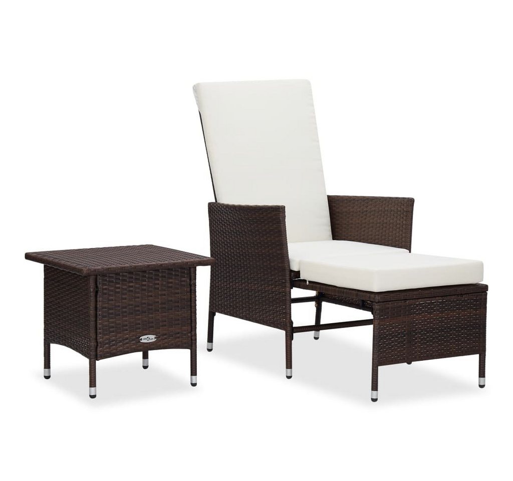 furnicato Garten-Essgruppe 2-tlg. Garten-Lounge-Set mit Kissen Poly Rattan Braun von furnicato