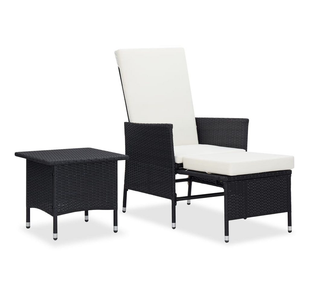 furnicato Garten-Essgruppe 2-tlg. Garten-Lounge-Set mit Kissen Poly Rattan Schwarz von furnicato