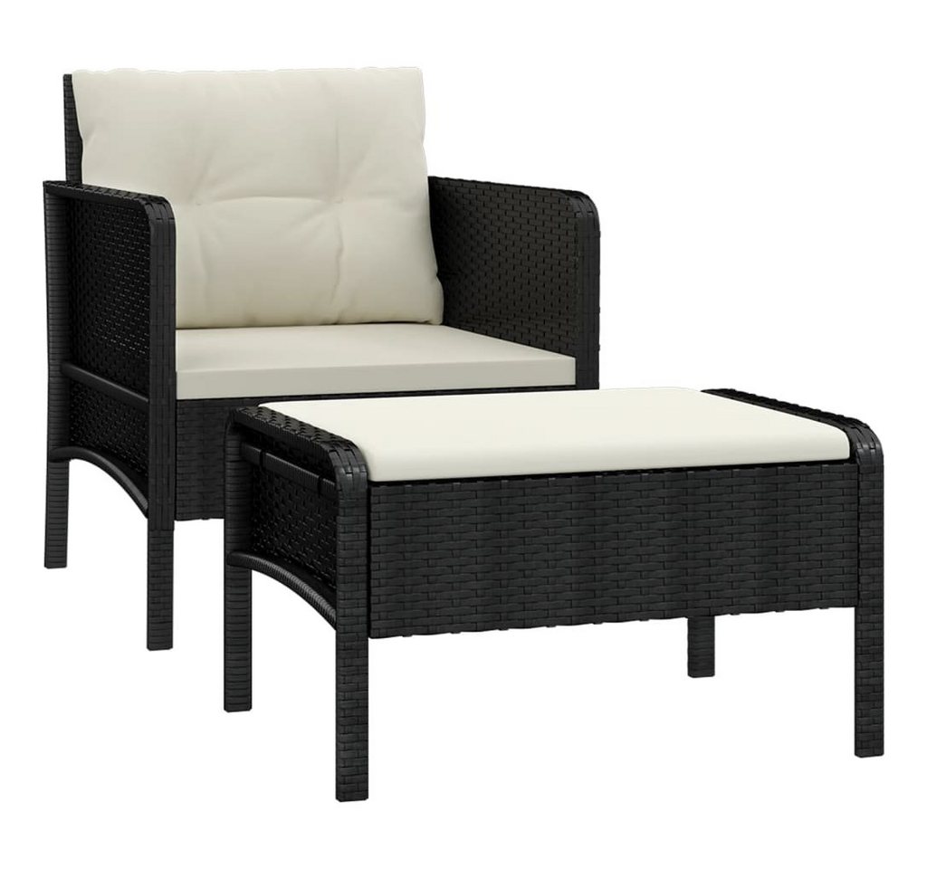 furnicato Garten-Essgruppe 2-tlg. Garten-Lounge-Set mit Kissen Schwarz Poly Rattan von furnicato