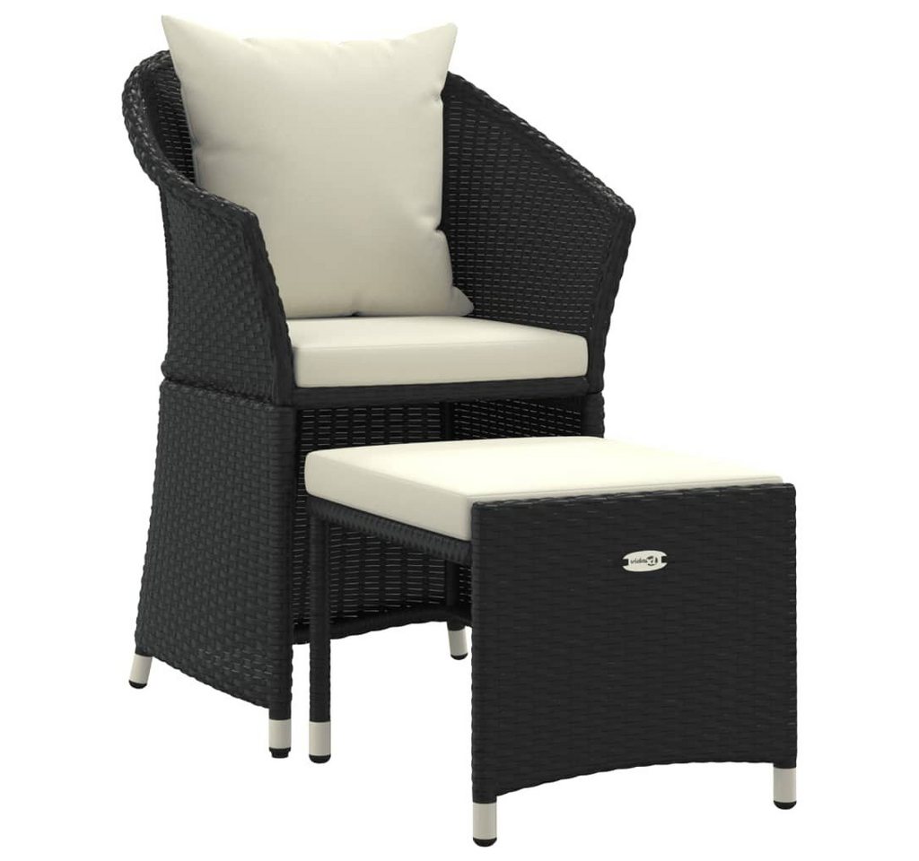 furnicato Garten-Essgruppe 2-tlg. Garten-Lounge-Set mit Kissen Schwarz Poly Rattan von furnicato