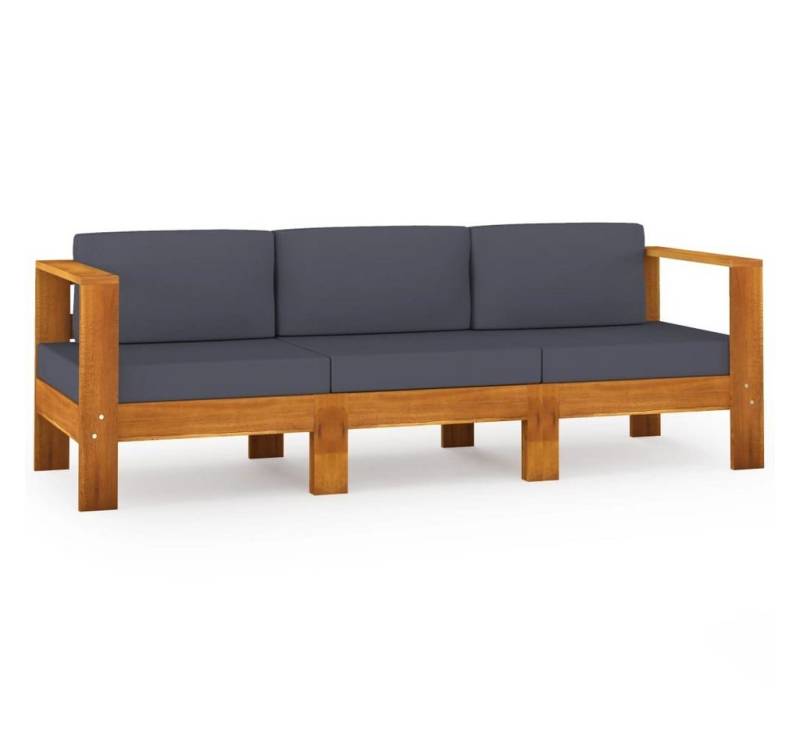 furnicato Loungesofa 3-Sitzer-Gartensofa mit Dunkelgrauen Auflagen Massivholz Massivholz, 1 Teile von furnicato