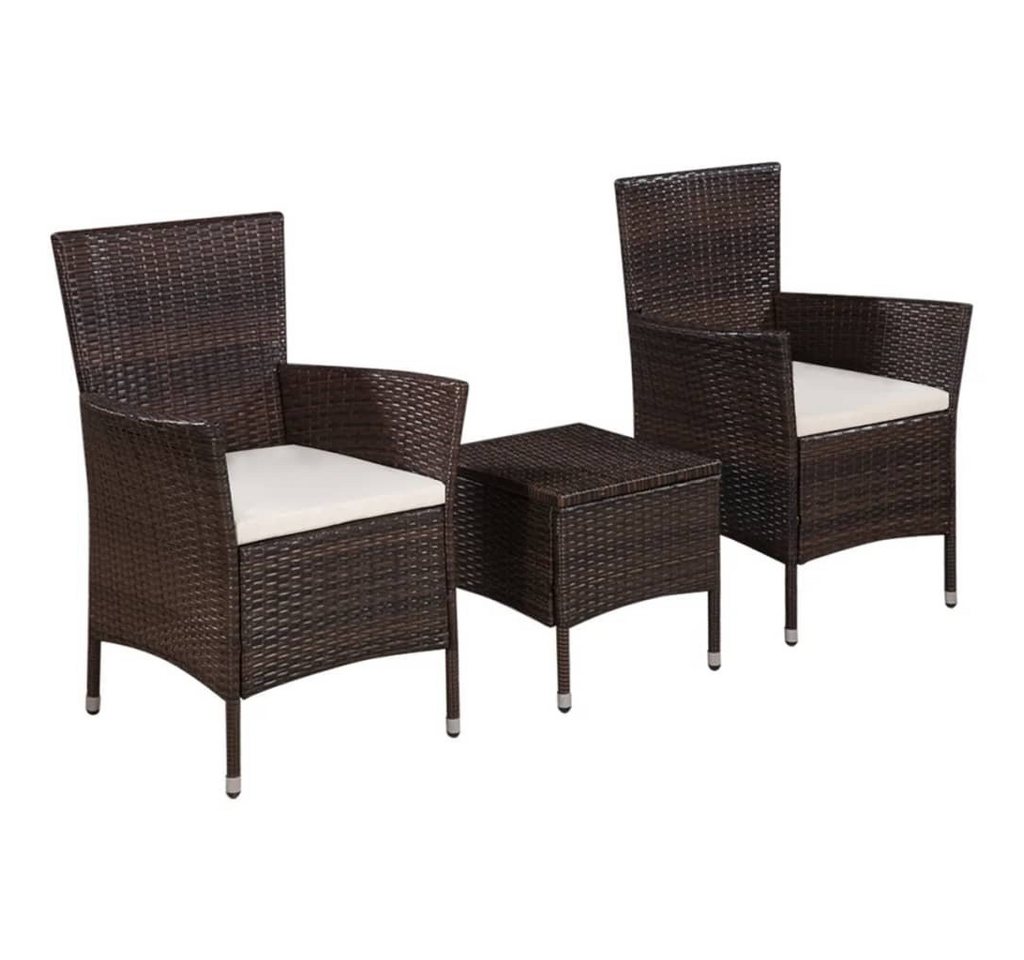 furnicato Garten-Essgruppe 3-tlg. Bistro-Set Poly Rattan Braun von furnicato