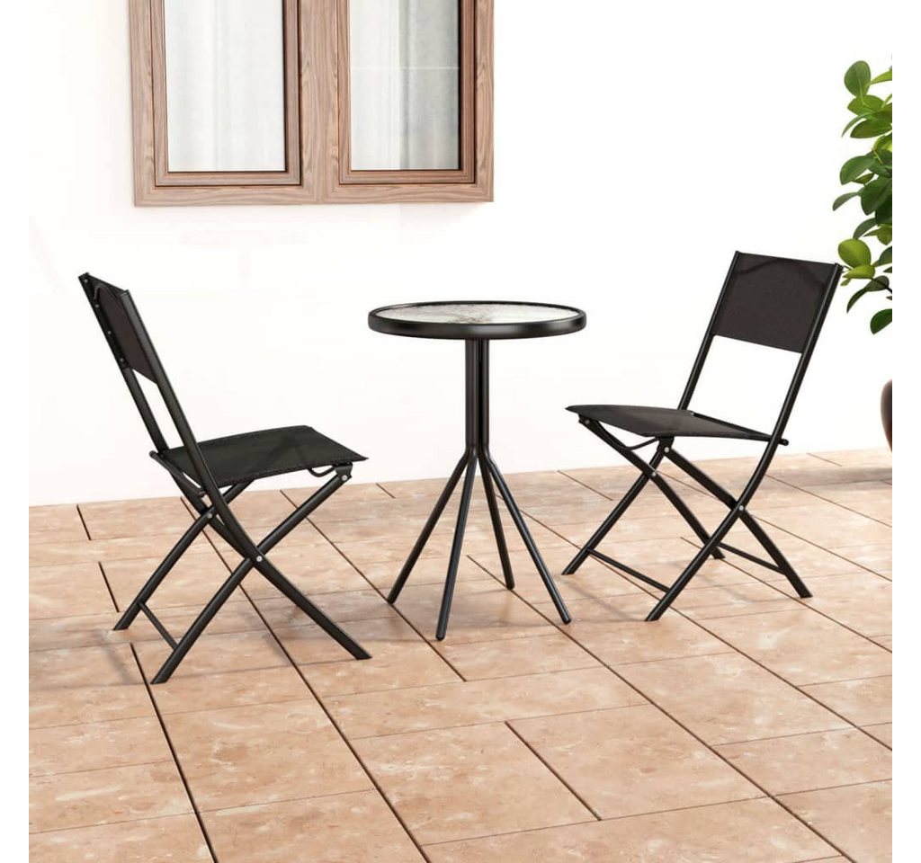 furnicato Garten-Essgruppe 3-tlg. Bistro-Set Stahl Schwarz von furnicato