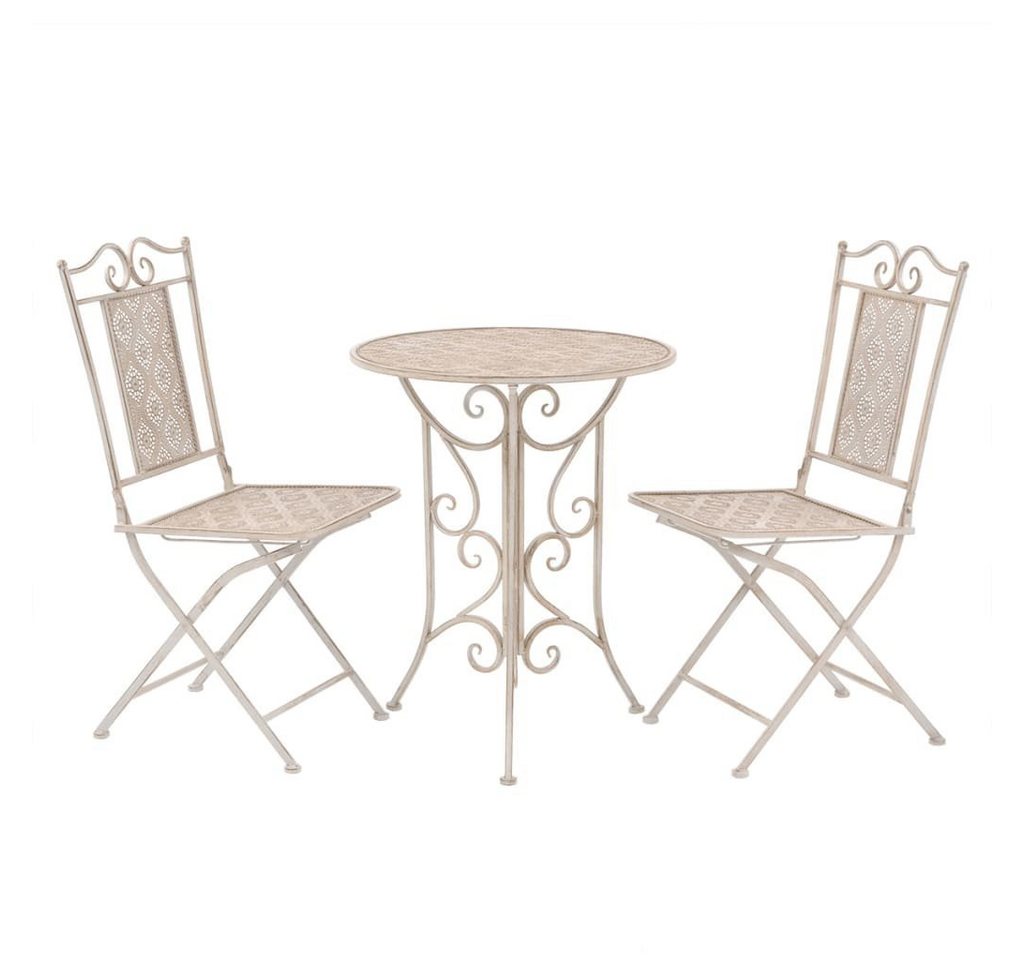 furnicato Garten-Essgruppe 3-tlg. Bistro-Set Stahl Weiß von furnicato