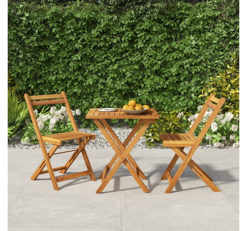 furnicato Garten-Essgruppe 3-tlg. Bistro-Set Klappbar Massivholz Akazie von furnicato