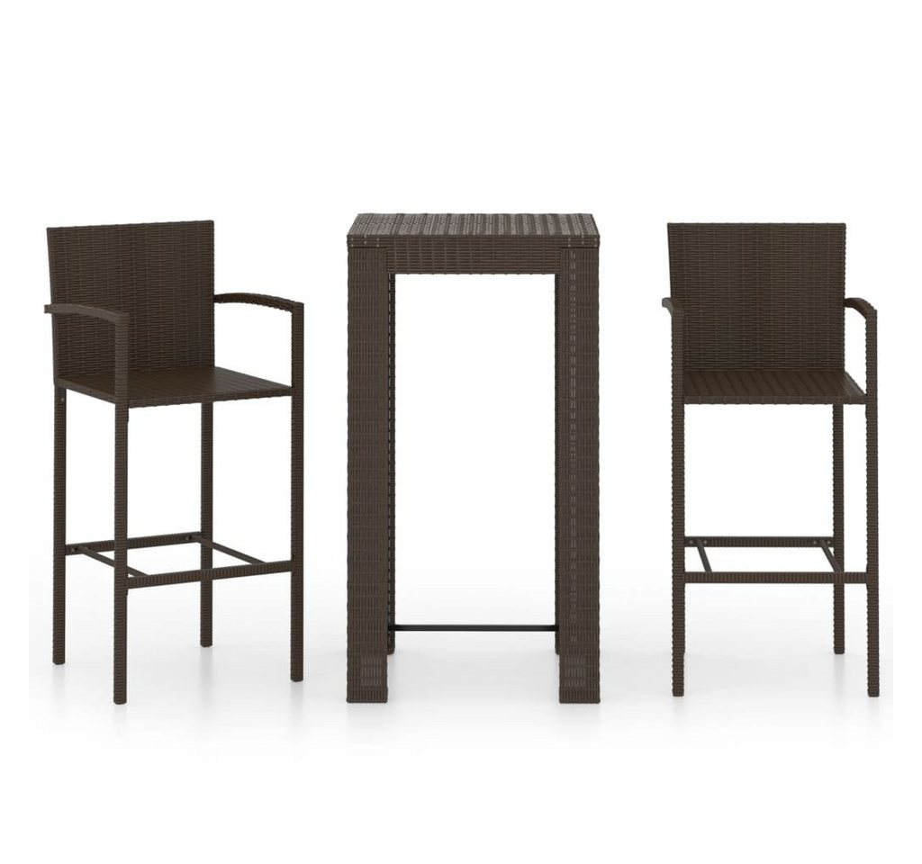 furnicato Garten-Essgruppe 3-tlg. Garten-Bar-Set mit Armlehnen Poly Rattan Braun von furnicato