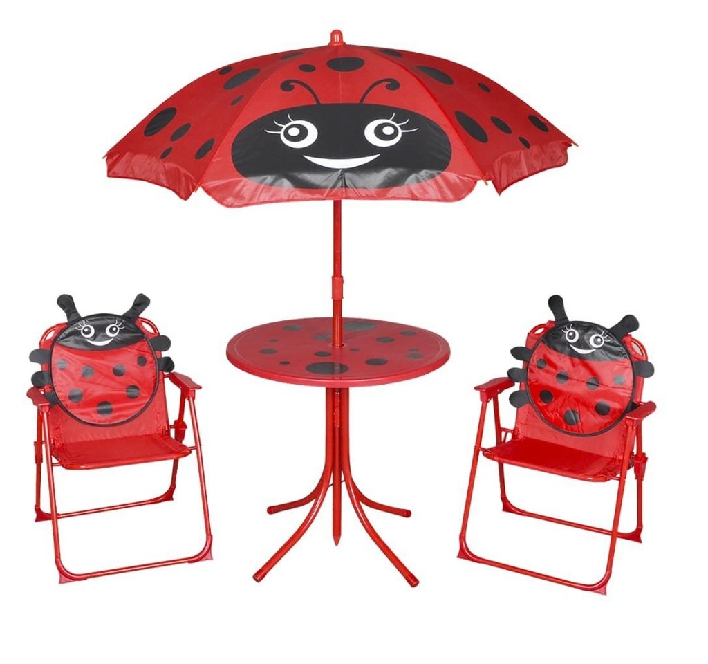 furnicato Garten-Essgruppe 3-tlg. Garten-Bistro-Set für Kinder mit Sonnenschirm Rot von furnicato