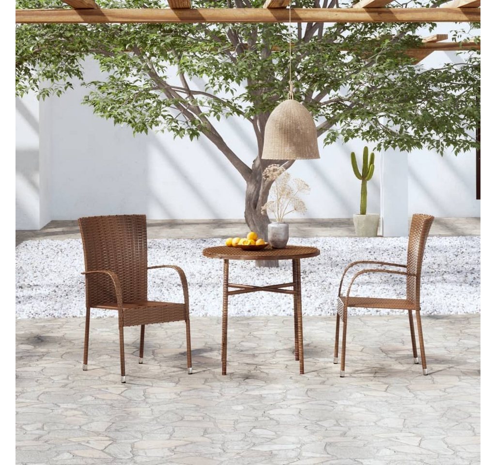 furnicato Garten-Essgruppe 3-tlg. Poly Rattan Braun von furnicato